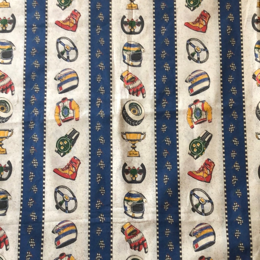 Fabric new RacIng Gear an original Bloomcraft screenprint new 1 yard x 44" wide